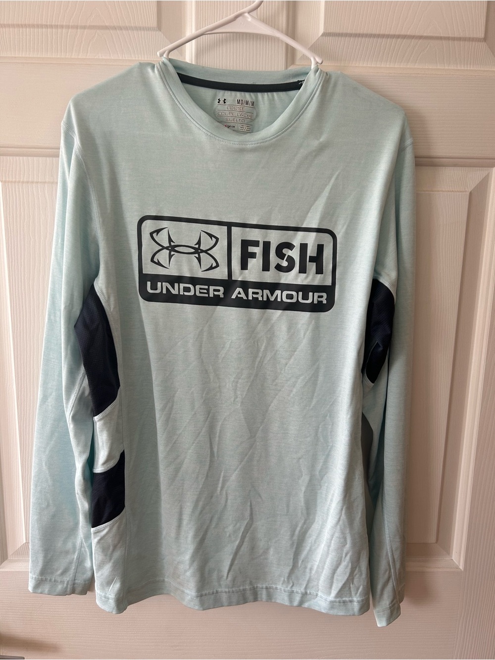 Under Armour Light Blue Long Sleeve Fish Logo Performance Shirt